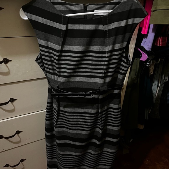 Calvin Klein Dresses & Skirts - Calvin Klein Black and Gray Striped Midi Dress